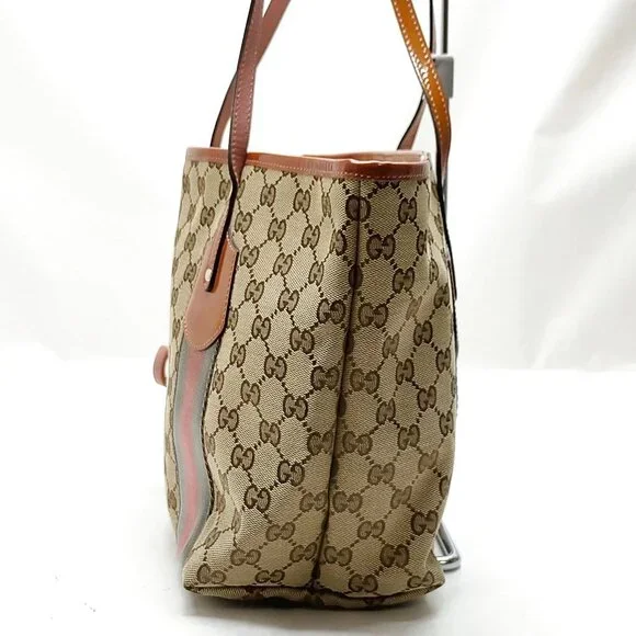 Authentic Gucci Brown Canvas Tote Bag mn390-112725